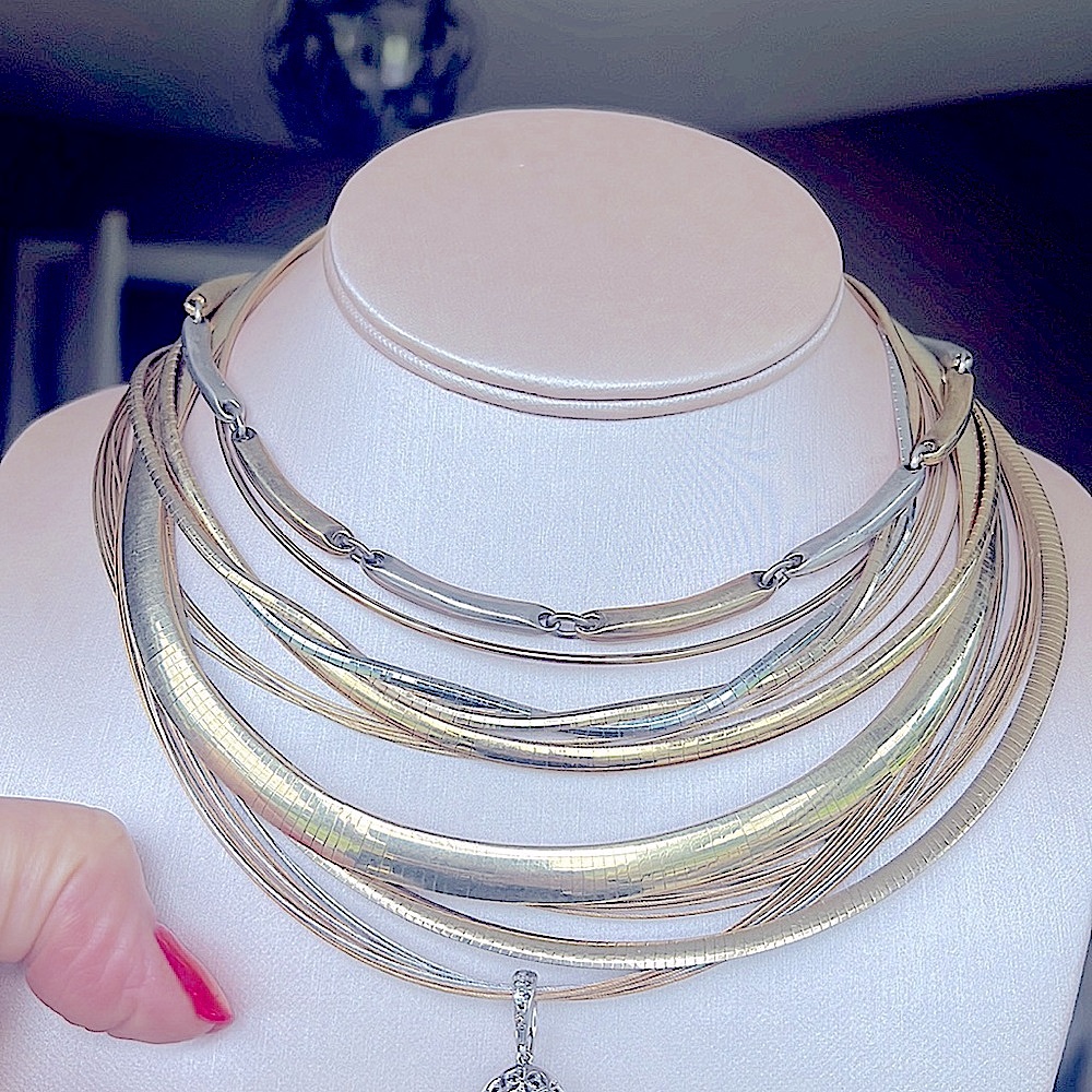14 karat gold omega necklaces